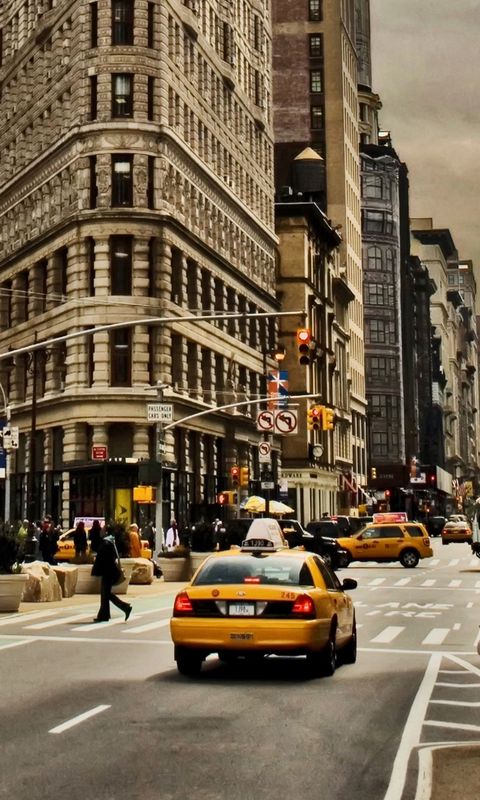 Download wallpaper 480x800 new york, city, building, street, cars, traffic  nokia x, x2, xl, 520, 620, 820, samsung galaxy star, ace, asus zenfone 4 hd  background