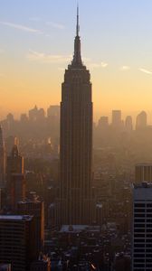 Preview wallpaper new york, dawn, fog, buildings, skyscrapers