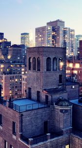 Preview wallpaper new york, dusk, lights, buildings, night