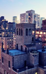 Preview wallpaper new york, dusk, lights, buildings, night