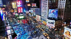 Preview wallpaper new york, liveliness, street, building, evening, hdr