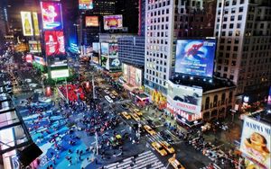 Preview wallpaper new york, liveliness, street, building, evening, hdr