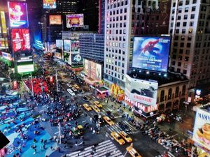 Preview wallpaper new york, liveliness, street, building, evening, hdr