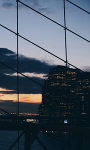 Preview wallpaper new york, night, building, mesh, bridge