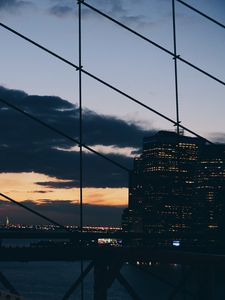 Preview wallpaper new york, night, building, mesh, bridge