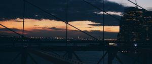 Preview wallpaper new york, night, building, mesh, bridge