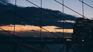 Preview wallpaper new york, night, building, mesh, bridge