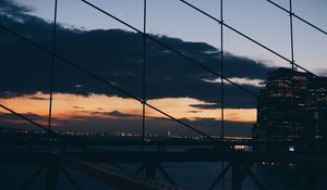 Preview wallpaper new york, night, building, mesh, bridge