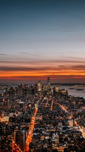 Preview wallpaper new york, night city, skyline, sky, dusk, sunset