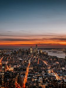 Preview wallpaper new york, night city, skyline, sky, dusk, sunset