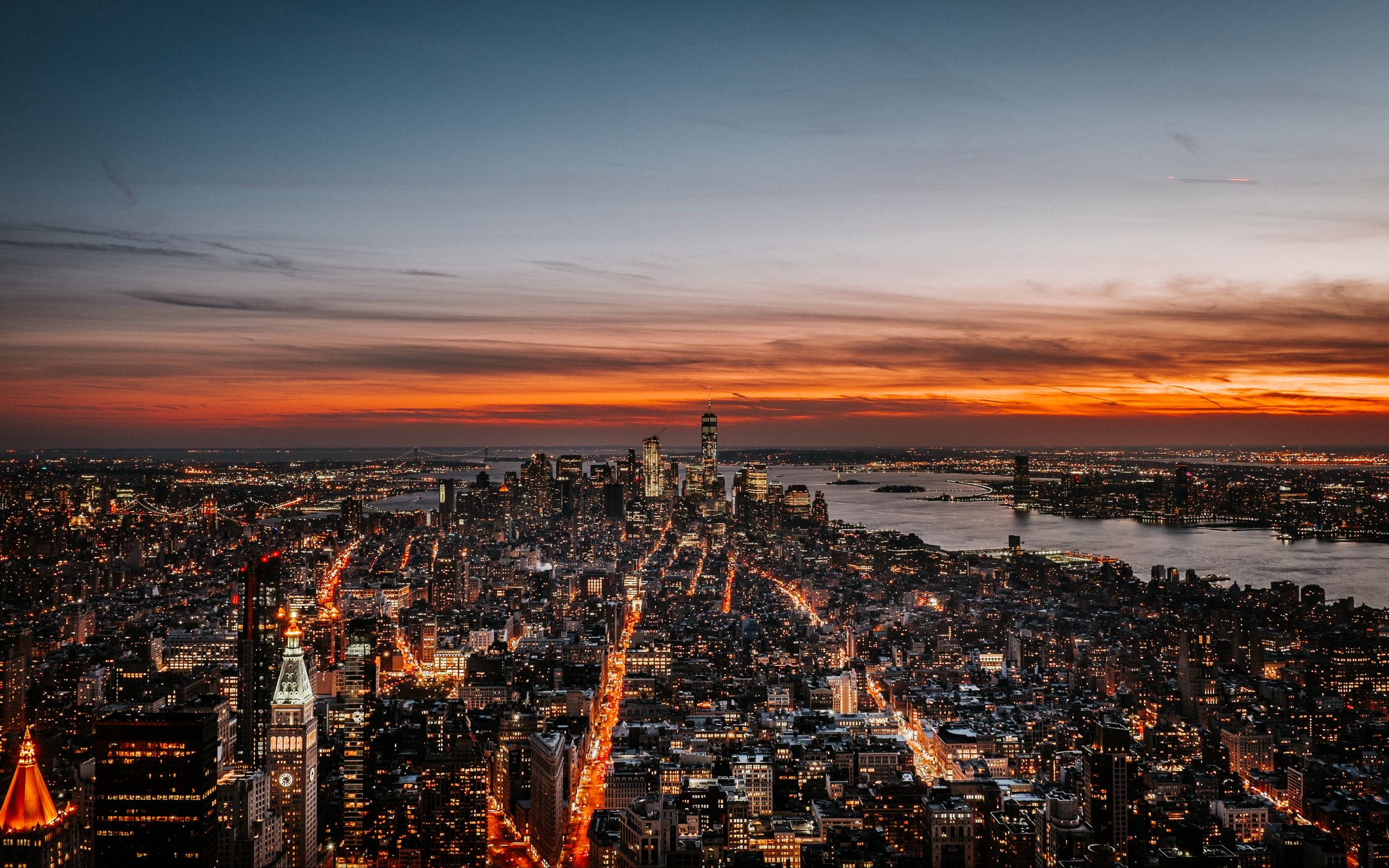 new york skyline sunset wallpaper