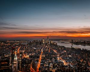 Preview wallpaper new york, night city, skyline, sky, dusk, sunset