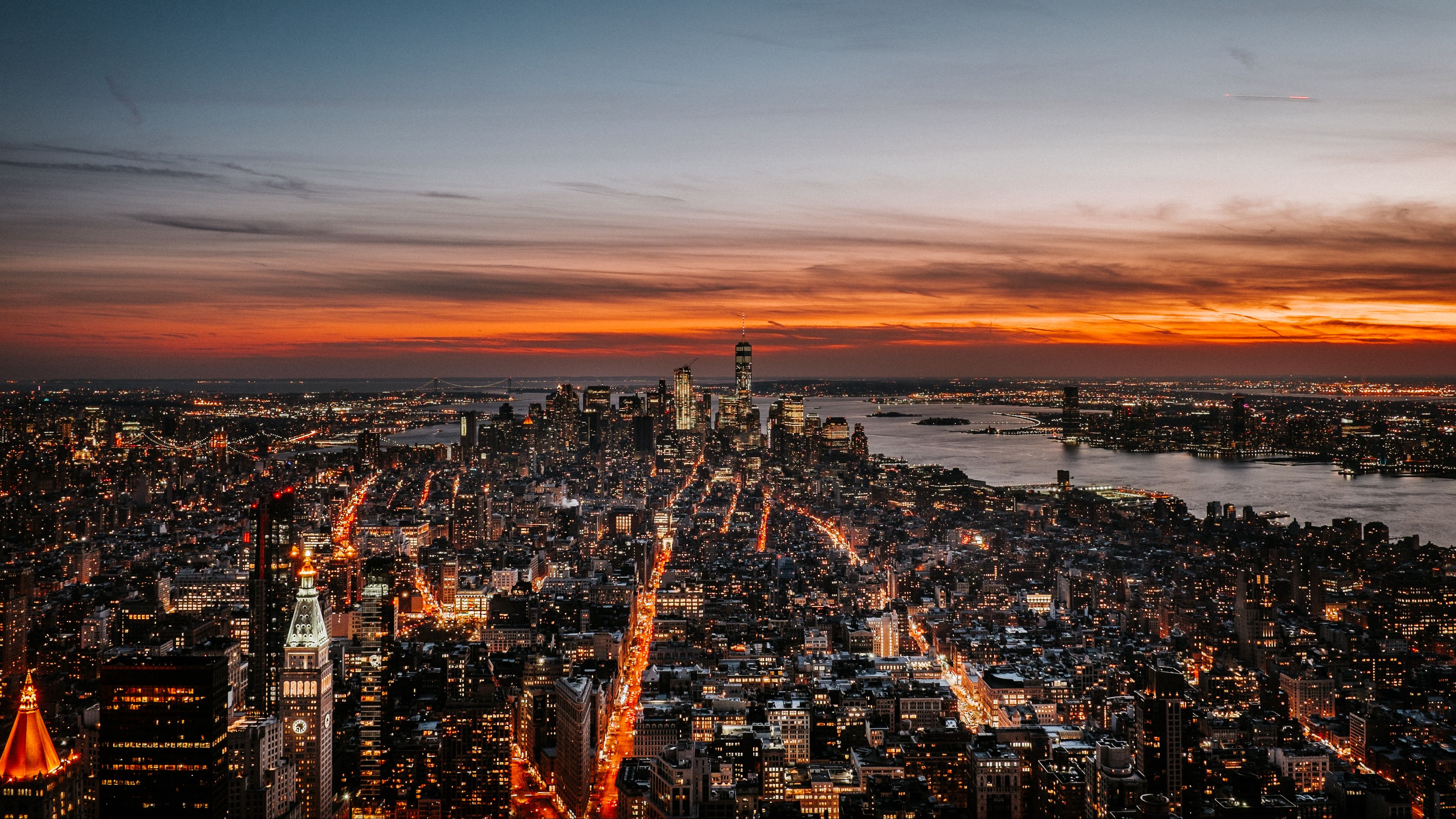 Download Wallpaper 3840x2160 New York Night City Skyline Sky Dusk 