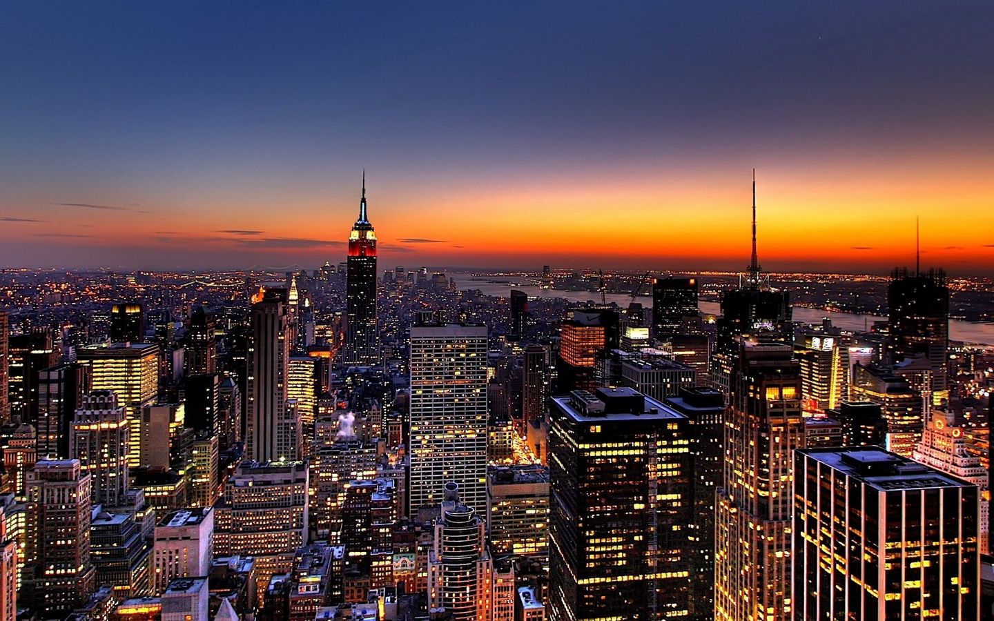 Download Wallpaper 1440x900 New York Night Skyscrapers Top View Widescreen 16 10 Hd Background