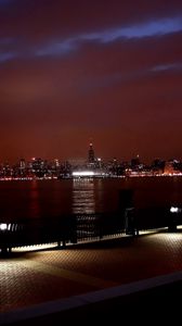 Preview wallpaper new york, river, buildings, night