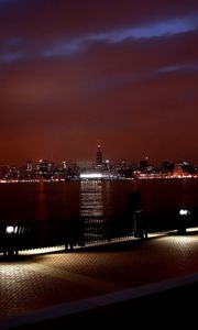 Preview wallpaper new york, river, buildings, night