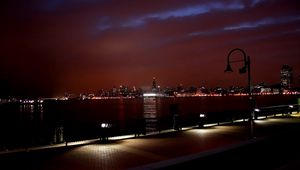 Preview wallpaper new york, river, buildings, night