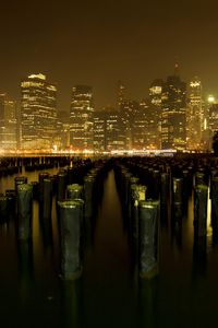 Preview wallpaper new york, river, buildings, night