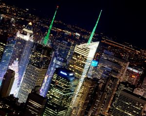 Preview wallpaper new york, skyscrapers, lights, night, building