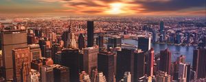 Preview wallpaper new york, skyscrapers, sunset, metropolis
