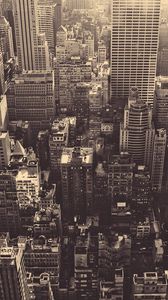 Preview wallpaper new york, skyscrapers, top view, metropolis, black and white