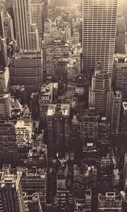 Preview wallpaper new york, skyscrapers, top view, metropolis, black and white