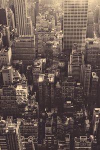 Preview wallpaper new york, skyscrapers, top view, metropolis, black and white