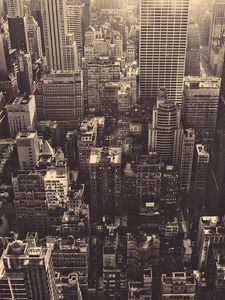 Preview wallpaper new york, skyscrapers, top view, metropolis, black and white