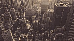 Preview wallpaper new york, skyscrapers, top view, metropolis, black and white