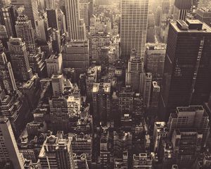 Preview wallpaper new york, skyscrapers, top view, metropolis, black and white