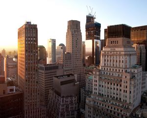 Preview wallpaper new york, sunset, buildings, skyscrapers