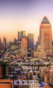 Preview wallpaper new york, sunset, buildings, hdr