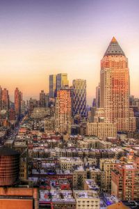 Preview wallpaper new york, sunset, buildings, hdr