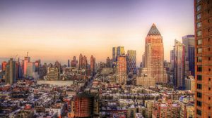 Preview wallpaper new york, sunset, buildings, hdr