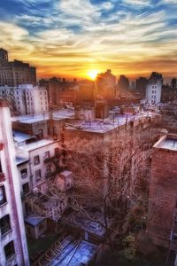 Preview wallpaper new york, sunset, buildings, top view, hdr