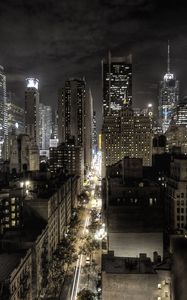 Preview wallpaper new york, united states of america, night, top view, hdr