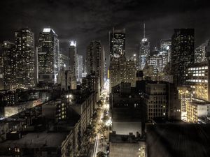 Preview wallpaper new york, united states of america, night, top view, hdr