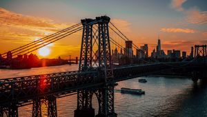 Preview wallpaper new york, usa, bridge, dawn