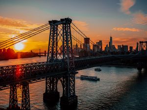 Preview wallpaper new york, usa, bridge, dawn