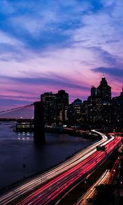 Preview wallpaper new york, usa, night, night city, road, buildings