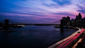 Preview wallpaper new york, usa, night, night city, road, buildings