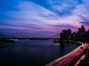 Preview wallpaper new york, usa, night, night city, road, buildings