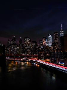 Preview wallpaper new york, usa, night city, shore, skyscrapers