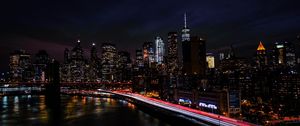 Preview wallpaper new york, usa, night city, shore, skyscrapers