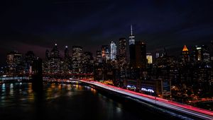 Preview wallpaper new york, usa, night city, shore, skyscrapers