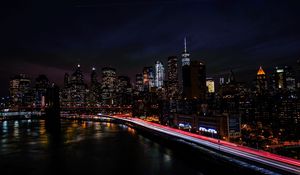 Preview wallpaper new york, usa, night city, shore, skyscrapers