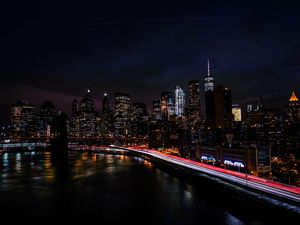 Preview wallpaper new york, usa, night city, shore, skyscrapers