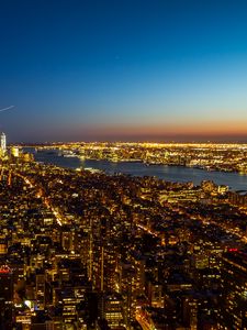 Preview wallpaper new york, usa, night city, top view