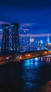 Preview wallpaper new york, usa, night city, bridge