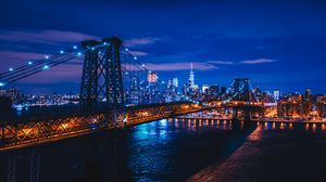 Preview wallpaper new york, usa, night city, bridge